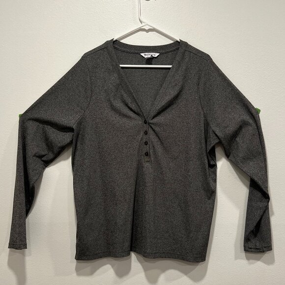Athleta Ribbed Henley Top- Gray- Size 2x - Picture 1 of 2